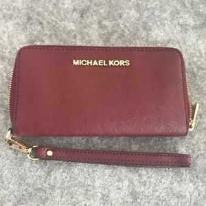 Michael Kors Burgundy Wristlet